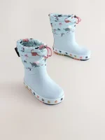 Botas de Agua Dinosaurio Azul con Forro Superior – Calzado Infantil Premium