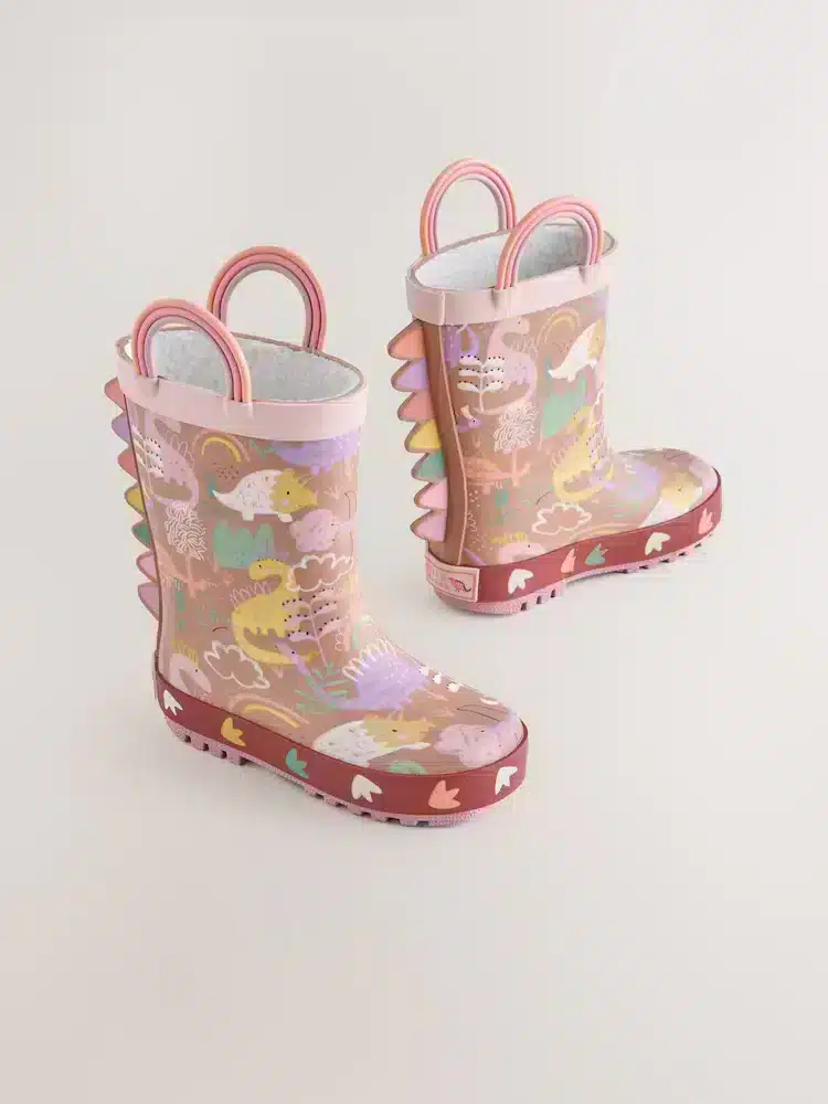 AM8652s.webp Botas de Agua con Asa Dinosaurio Rosado para Niños – Diseño Exclusivo y Calidad Premium - Imagen 1