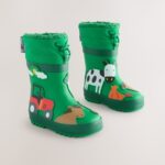 Botas de Agua Verde Animales de Granja con Thinsulate Térmico™ para Niños