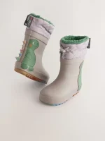 Botas de Agua Dinosaurio Gris con Forro Thinsulate Térmico para Niños – Importadas de Inglaterra - Imagen 2