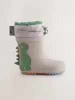 Botas de Agua Dinosaurio Gris con Forro Thinsulate Térmico para Niños – Importadas de Inglaterra