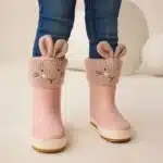 Conejito Rosa Botas de Agua con Puños Forrados para Niños – Calidad Premium
