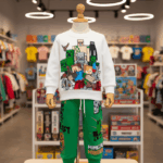 Conjunto Minecraft para niños blanco con verde