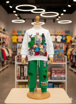 Conjunto Minecraft para niños blanco con verde
