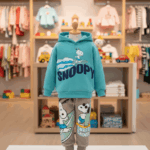 Conjunto Snoopy para niños celeste y gris | Comodidad y estilo infantil