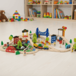 Pista de Tren de Madera Grande – 108 Piezas con Accesorios Premium
