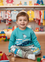 Conjunto Snoopy para niños celeste y gris | Comodidad y estilo infantil - Imagen 3