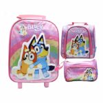 Pack Escolar Maleta Lonchera y Cartuchera Bluey Rosada PREMIUM - 3 Piezas