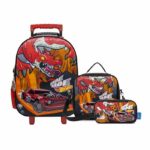Pack Escolar Maleta Lonchera y Cartuchera Hot Wheels Dragon PREMIUM - 3 Piezas