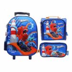 Pack Escolar Maleta Lonchera y Cartuchera Hot Wheels Azul PREMIUM - 3 Piezas