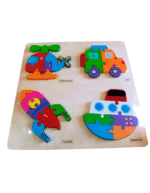 PUZZLE 4 FIGURAS HELICÓPTERO-AUTO-COHETE-BARCO - Imagen 2