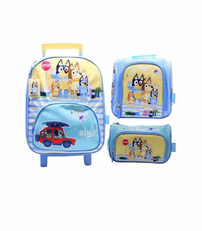 Set-escolar-premium-de-Bluey-Maleta-con-ruedas-lonchera-y-cartuchera-original-para-ninos.jpg Pack Escolar Maleta Bluey Familia Nido PREMIUM - 3 Piezas - Imagen 1
