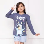 Polo Bluey para niña manga larga azul