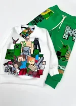 Conjunto Minecraft para niños blanco con verde - Imagen 2