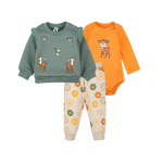 Conjunto de 3 piezas Bebé Verde - Anaranjado