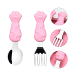 Cubiertos de Silicona Gato Rosado - Imagen 2