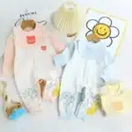 Enterizo de algodón orgánico con babero Ositos
