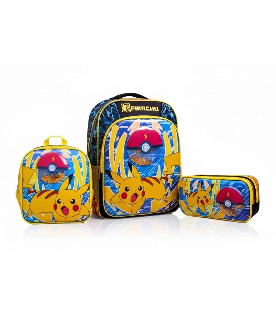 mochila-de-pokemon-original-premium-pikachu-peru.jpg Mochila de Pokémon Original: Pack Escolar Premium con Pikachu y Amigos 3 en 1 - Imagen 1