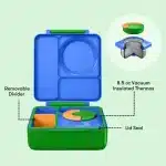 OmieBox Lonchera Térmica Bento para Niños - Azul / Verde - Imagen 8
