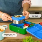 OmieBox Lonchera Térmica Bento para Niños - Azul / Verde - Imagen 5