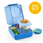 OmieBox - Lonchera Térmica Bento para Niños (Comida Fría y Caliente) - Celeste/Azul