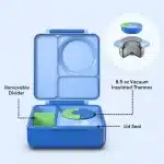 OmieBox - Lonchera Térmica Bento para Niños (Comida Fría y Caliente) - Celeste/Azul - Imagen 7