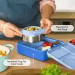OmieBox - Lonchera Térmica Bento para Niños (Comida Fría y Caliente) - Celeste/Azul - Imagen 5