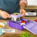 OmieBox Lonchera Térmica Bento para Niños - Lila / Morado - Imagen 5