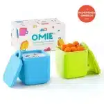 OmieDip Set de 2 Contenedores para Salsas y Snacks - Celeste/Verde - Imagen 3