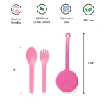 OmiePod Set de Cubiertos con Estuche de Silicona - Fucsia/Rosado - Imagen 6
