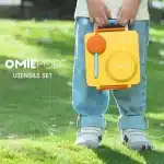 OmiePod Set de Cubiertos con Estuche de Silicona - Anaranjado/Celeste - Imagen 2