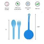 OmiePod Set de Cubiertos con Estuche de Silicona - Azul/Celeste - Imagen 6