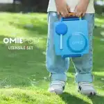 OmiePod Set de Cubiertos con Estuche de Silicona - Azul/Celeste - Imagen 2