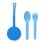 OmiePod Set de Cubiertos con Estuche de Silicona - Azul/Celeste