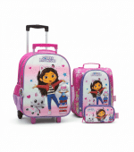 Pack Escolar Premium Gabby's Dollhouse: Mochila con Ruedas, Lonchera y Cartuchera