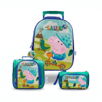 Pack Escolar Nido George Pig Premium: Mochila con Ruedas, Lonchera y Cartuchera