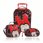 Pack Escolar Premium Minnie Mouse Red Polka Dot: Mochila con Ruedas, Lonchera y Cartuchera