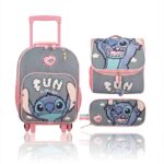 Pack de Maleta Premium Stitch "Fun in the Sun": Maleta de Ruedas, Lonchera y Cartuchera