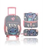Pack de Maleta Premium Stitch "Fun in the Sun": Maleta de Ruedas, Lonchera y Cartuchera