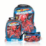Pack de Mochila Premium Spiderman: Mochila de Ruedas, Lonchera y Cartuchera