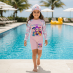 Ropa de Baño Enterizo Huntrix Rosa para Niñas - Protección UV50+