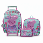 Set de Maleta Premium Peppa Pig: Mochila con Ruedas, Lonchera y Cartuchera