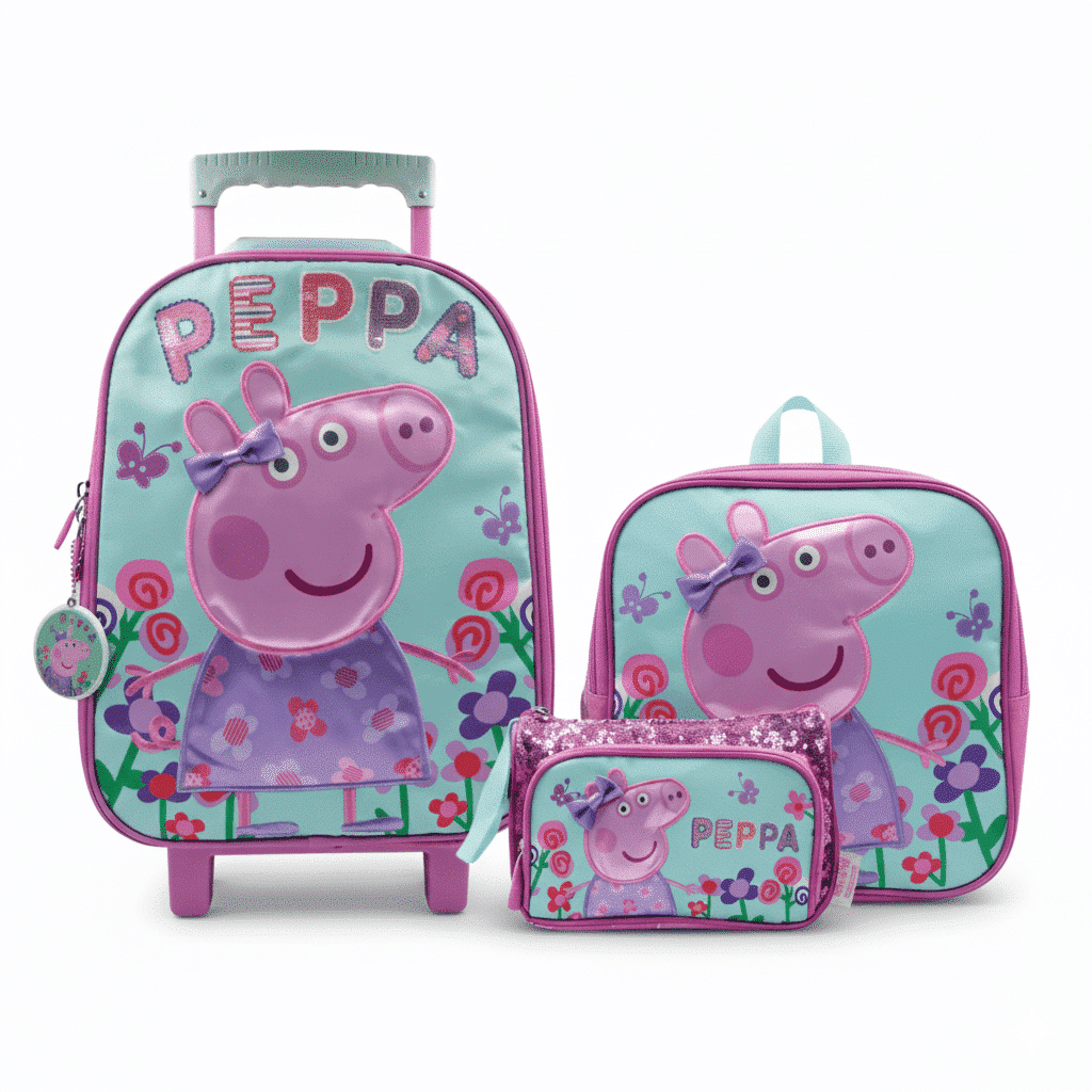 set-maleta-premium-peppa-pig-original-peru.png Set de Maleta Premium Peppa Pig: Mochila con Ruedas, Lonchera y Cartuchera - Imagen 1