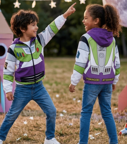 Casaca Cortaviento Buzz Lightyear impermeable para niño con diseño inspirado en Toy Story y forro micropolar.