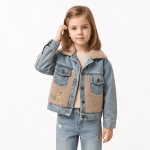 Casaca Jean Toy Story para niña con bordado de Jessie y Tiro al Blanco en la espalda.